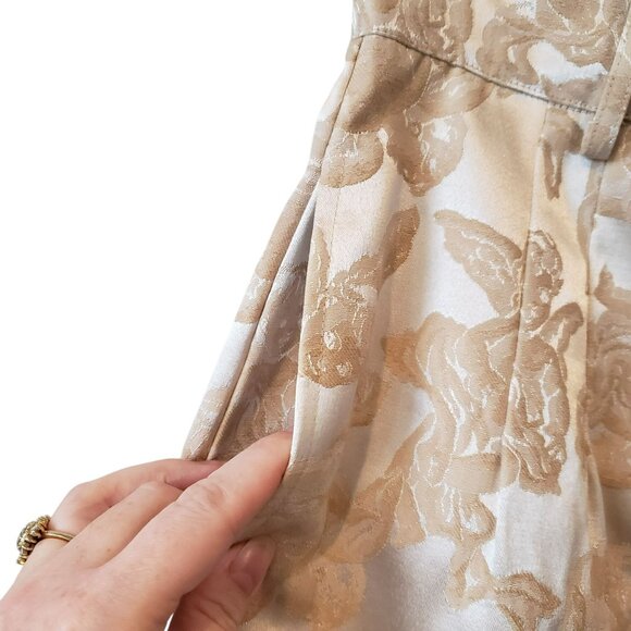 House of AAMA Mens Cherub Ogun Military Pants Tan Creme Jacquard Floral Print - Picture 10 of 15